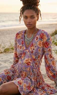 Free People Large Sweet Dreams Printed Floral Mini Dress Whimsy